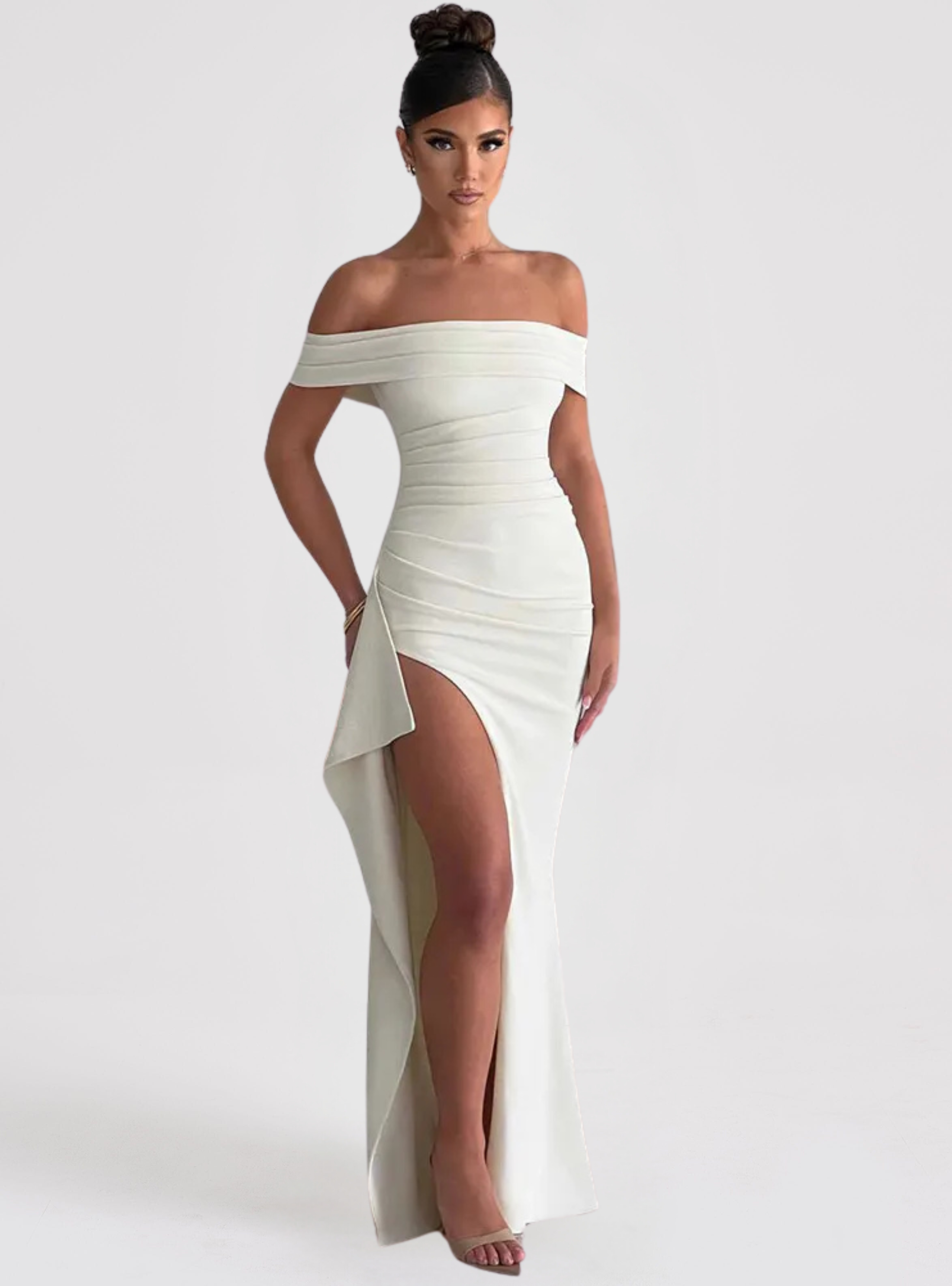 London Twins™ | High Split Elegant Off-shoulder Sleeveless Maxi Dress