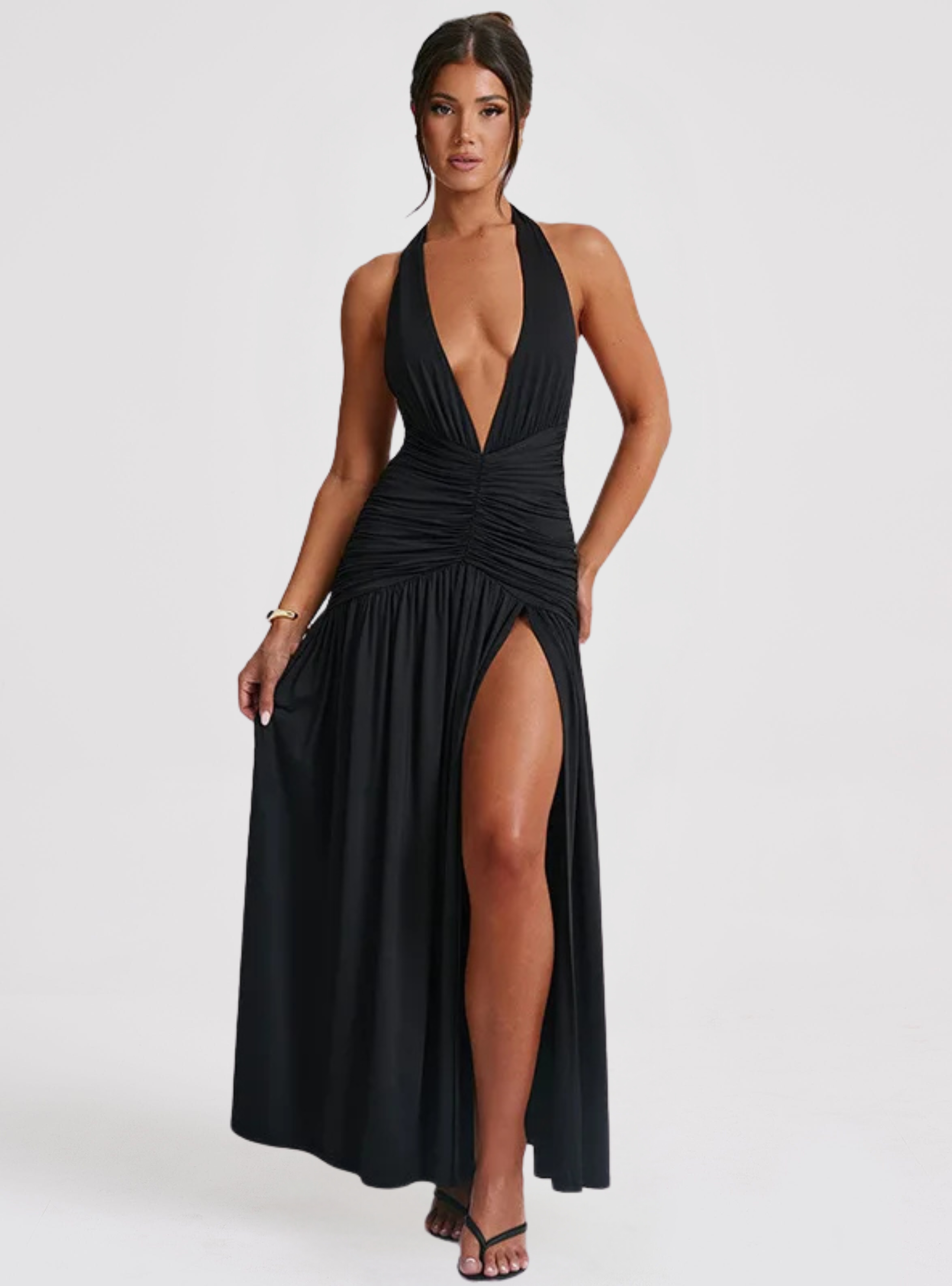 London Twins™ | Maxime V Neck Backless Elegant Maxi Dress