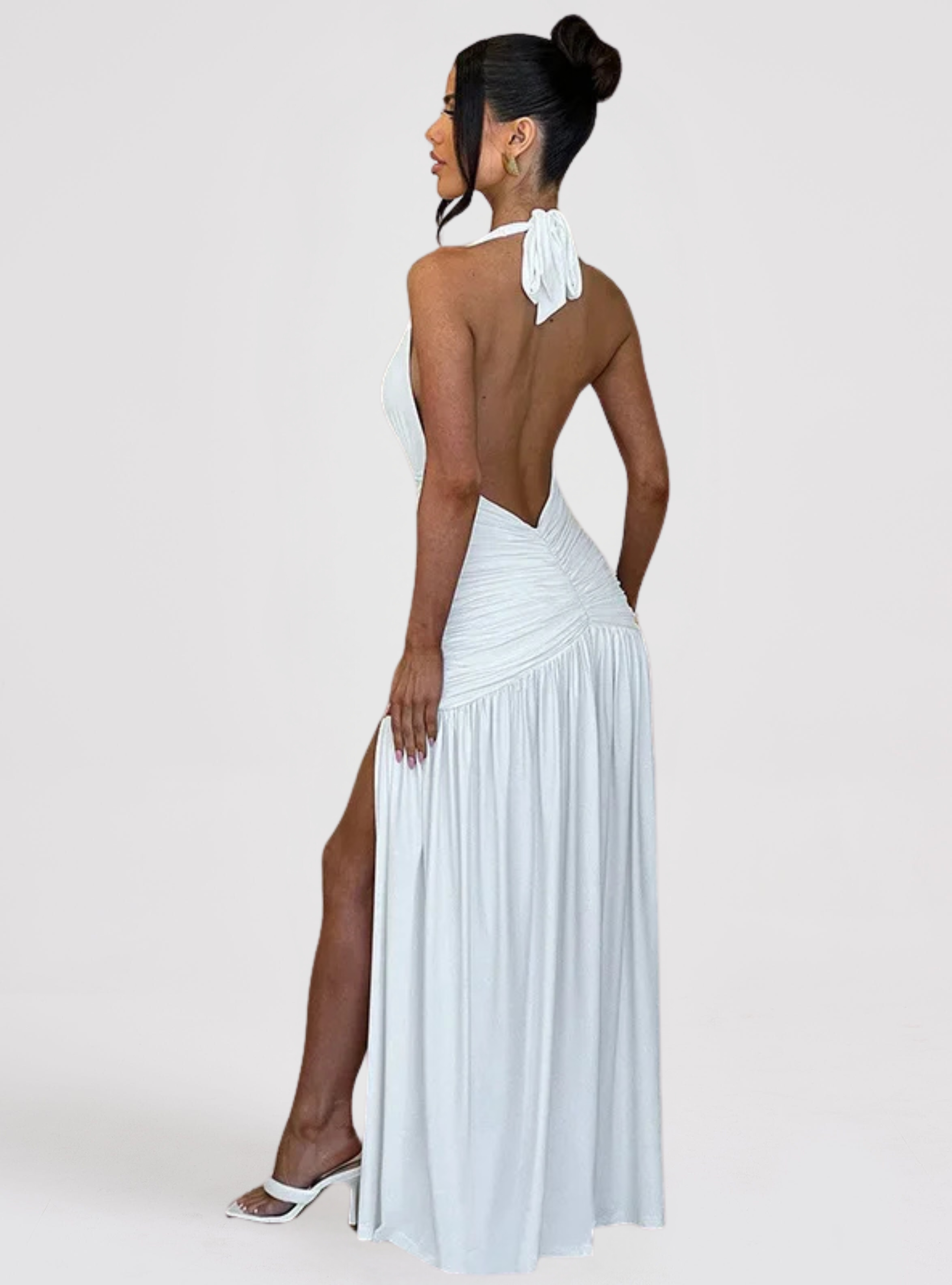 London Twins™ | Maxime V Neck Backless Elegant Maxi Dress