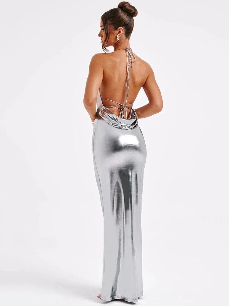 London Twins | Satin Backless Sexy Maxi Dress