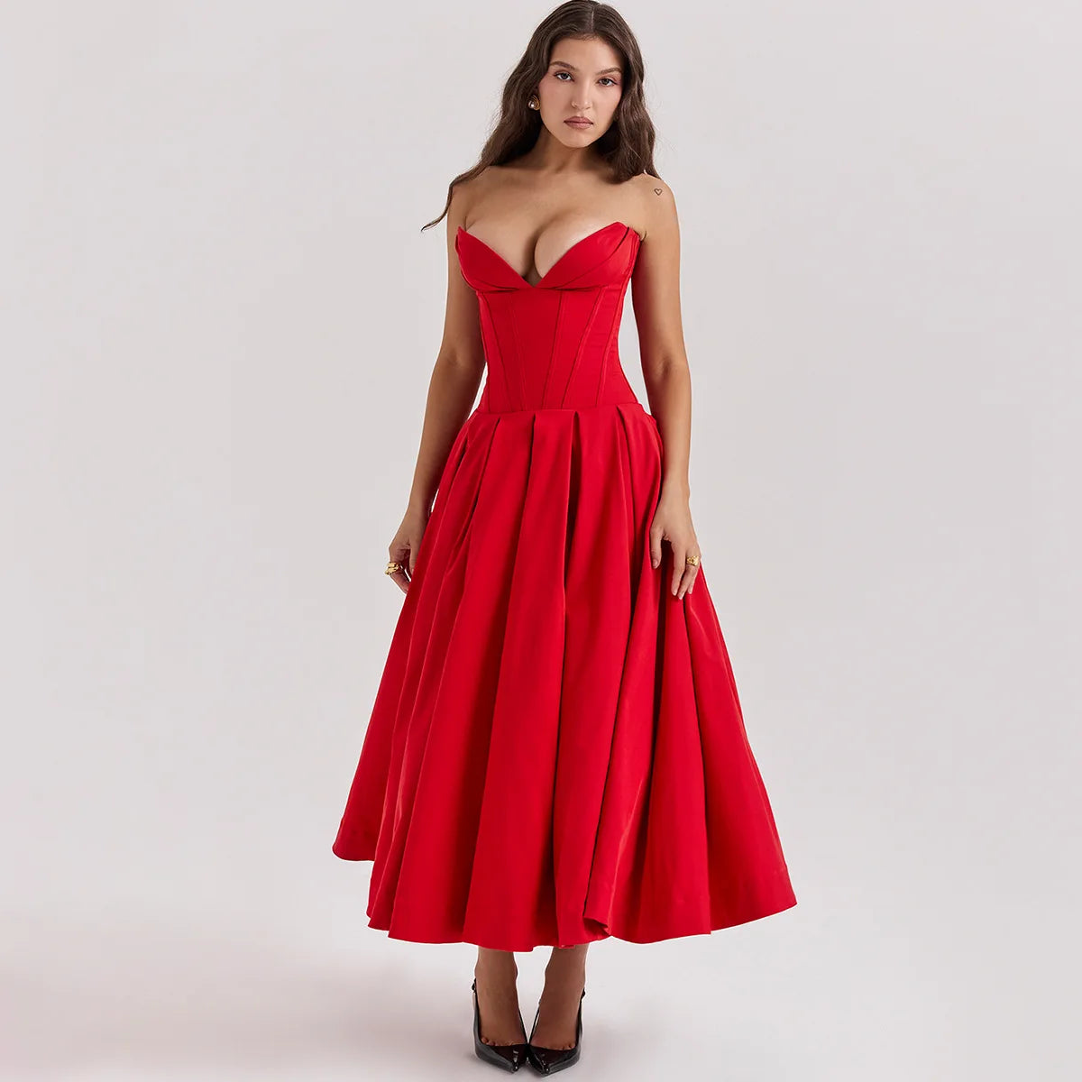 London Twins™ | Lady Strapless Midi Dress