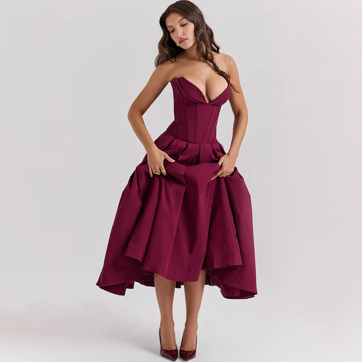 London Twins™ | Lady Strapless Midi Dress