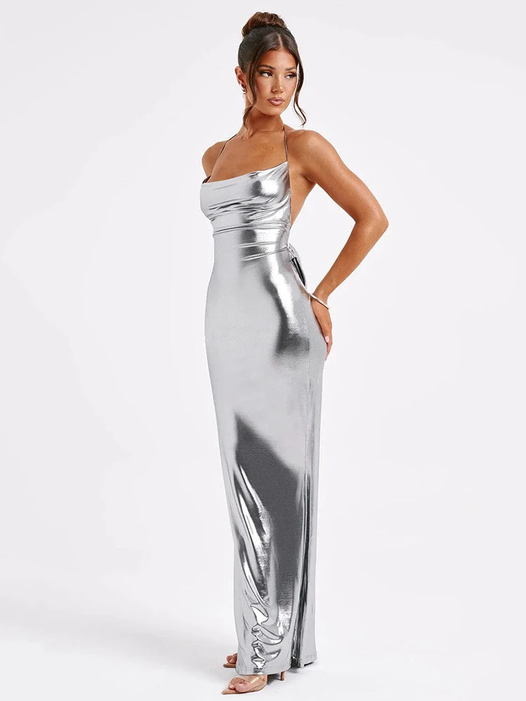 London Twins | Satin Backless Sexy Maxi Dress