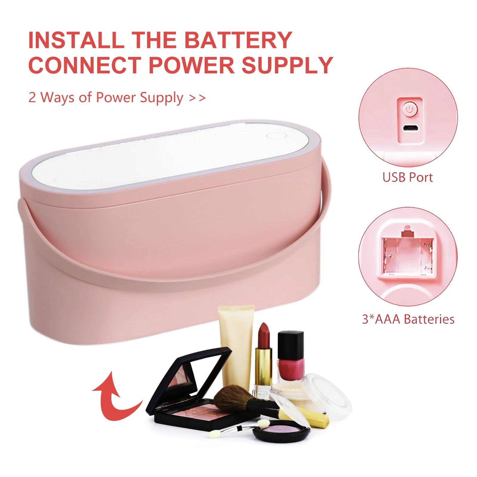 London Twins™ | Portable Makeup Box with LED Light Mirror